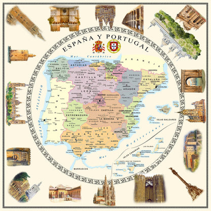 Mantel antimanchas del mapa de España y Portugal